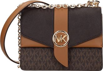 Michael Kors Borse a Spalla Greenwich sm Donna Tessuto Marrone/Acorn