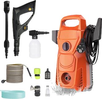 OEM Limpiadora De Alta Presi&oacute;n, Presi&oacute;n M&aacute;xima De 135 Bar, Boquilla Ajustable, Naranja (pe)