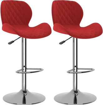 vidaXL Taburetes De Cocina 2 Unidades Terciopelo Rojo Tinto Vidaxl