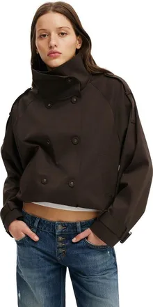 Cotton On Womens Porter Cropped Trench in Dark Oak at Nordstrom, Size Xx-Small/x-Small