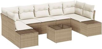 vidaXL Conjunto De Sof&aacute; De Jard&iacute;n 8 Pcs Beige, Crema 55 X 55 X 37 Cm Vidaxl