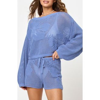 L*Space Island Time Open Stitch Cover-Up Sweater in Chambray at Nordstrom, Size X-Large
