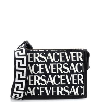 Versace All Over Logo Belt Bag Canvas Compact