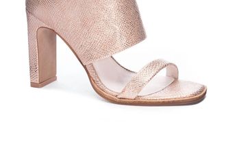 42 Gold Womens Linx Scaly Metallic Slip On Heels In Rose Gold