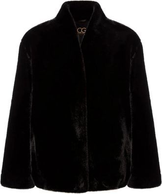 Cesare Gaspari Jassen, Dames, Zwart, L, Faux Fur Halo Jas