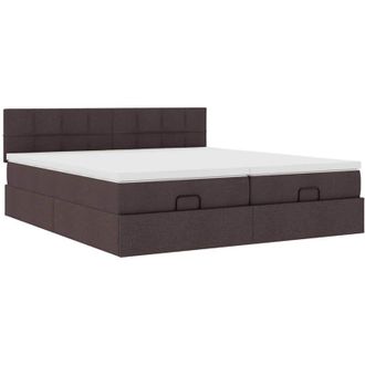 vidaXL Estructura Cama Otomana Colchones Tela Marr&oacute;n Oscuro 180x200cm Vidaxl