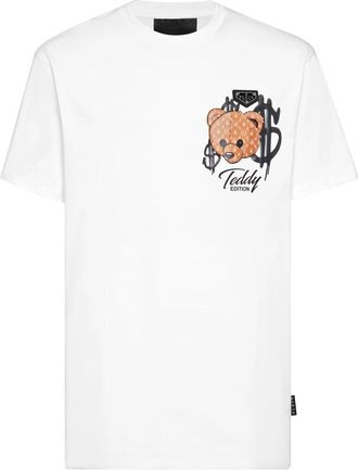 Philipp Plein T-Shirt Ronde Hals Teddy - Heren - T-shirts - Wit - 4XL - Katoen - Tops