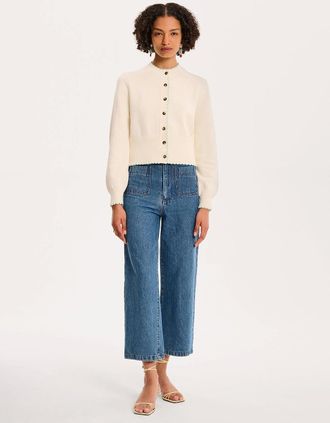 Omnes Womens Flynn Cardigan in Cream - Tan - Size: 18/20