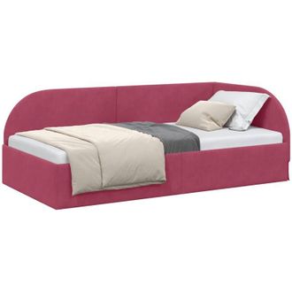 vidaXL Corner Bed Frame with Headboard Wine Red 90 cm x 190 cm Velvet vidaXL