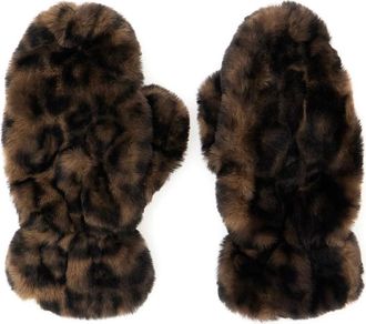 Apparis Leopard Motief Bruine Ecofur Handschoenen Vrouw - Dames - Handschoenen - Bruin - ONE Size - Accessoires