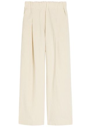 Dries Van Noten Pila Pinstriped Wide-leg Cotton-blend Trousers - Ecru - 38 (UK10 / S)