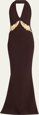 La Petite Robe Di Chiara Boni Yanar Beaded Mermaid Halter Gown