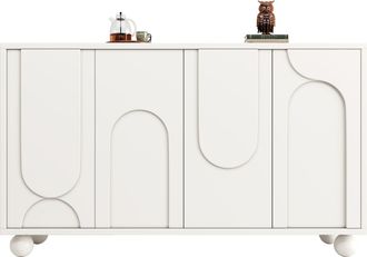 STILVORA Madia Con 2 Ante E Ripiano Regolabile, Antiribaltamento, Stile Moderno, In Mdf, 120&times;35&times;71 Cm, Bianco