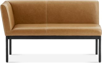 Castlery Brown Leather Left Banquette Bench, Dark Brown Wooden Leg |Elliot by Castlery