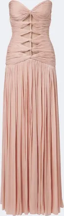 Costarellos Ruched Lurex georgette gown