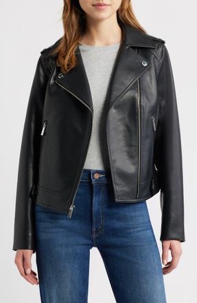 Michael Kors Faux Leather Moto Jacket in Black at Nordstrom, Size X-Large