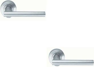 Loops 2x PAIR Round Recessed Bar Handle on Round Rose Concealed Fix Satin Chrome