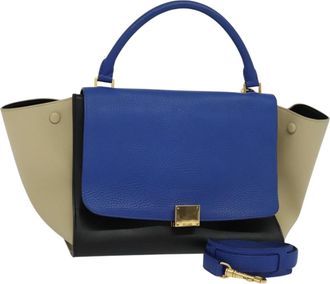 Celine Trapeze Bag Leather Blue Leather Bag (Pre-Owned)