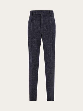 Ferragamo Men Silk and wool tailored trouser Blue