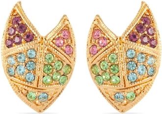 Susan Caplan Vintage 1980s Dorlan crystal-embellished clip-on earrings - women - 22kt Gold Plated Brass/Swarovski Crystal/Plastic - One Size