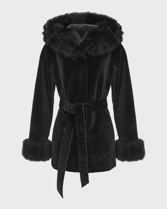 Gorski Belted Lamb Shearling Reversible Parka With Merinillo Lamb Shearling Trim