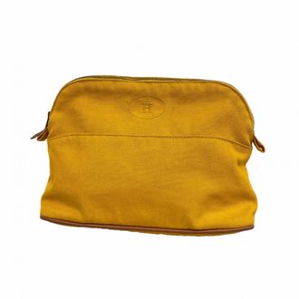Herm&egrave;s Yellow Canvas Pouch (Pre-Owned)