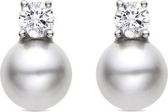 Luxenter 925 Sterling zilveren oorbellen met witte gerhodineerde parel - Sikon