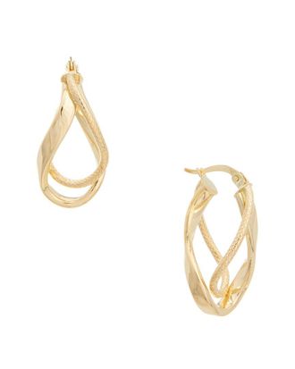 Italian Gold, Inc 14K Polished/Textured Twisted Oval Double Hoop Earrings