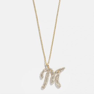 BaubleBar Crystal Initial m Necklace In Gold/pav&eacute;