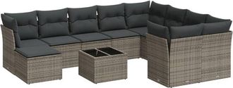 vidaXL Set De Sof&aacute;s De Jard&iacute;n 11 Pzas Y Cojines Rat&aacute;n Sint&eacute;tico Gris Vidaxl