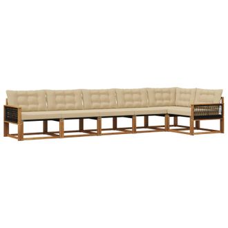 vidaXL Conjunto De Sof&aacute;s De Exterior Con Coj&iacute;n 6 Pcs Natural Y Beige Vidaxl