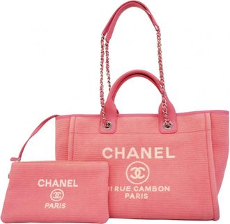 Chanel Pink Canvas Tote Bag (Pre-Owned)