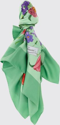 Gucci Foulard quadrato in pura seta con stampa floreale e logo a contrasto