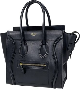 Celine Black Leather Handbag Tote Bag (Pre-Owned)