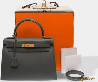 Herm&egrave;s Kelly 28 Sellier Top Handle Bag - Almond Green