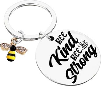 Generic Personalised Keyring Be Kind Be Strong Gift Bee Charm Christmas Birthday Gift (Option: Silver)
