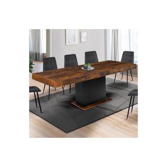 IDMarket Idmarket - Mesa De Comedor Extensible Eden 6-10 Personas Madera Envejecida Y Negra 160-200 Cm