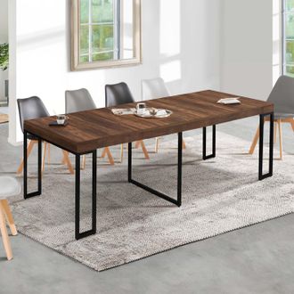 IDMarket Consola Extensible Toronto, 10 Plazas, 235 Cm, Madera Oscura, Dise&ntilde;o Industrial