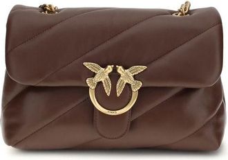 Pinko Brown Calf Leather Bos Taurus Shoulder Womens Bag