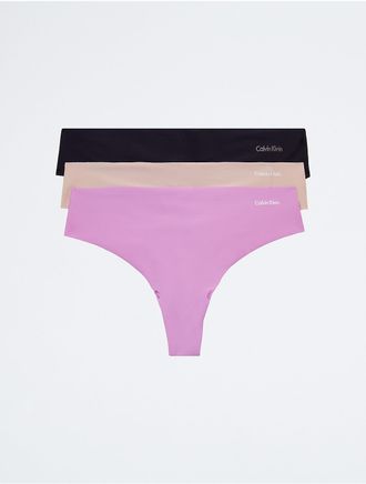 Calvin Klein Womens Invisibles 3-Pack Thong - Multi - XS