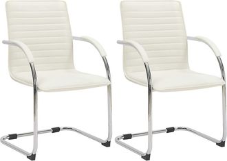 Clp Set de 2 sillas cantil&eacute;ver con asiento en simil cuero blanco