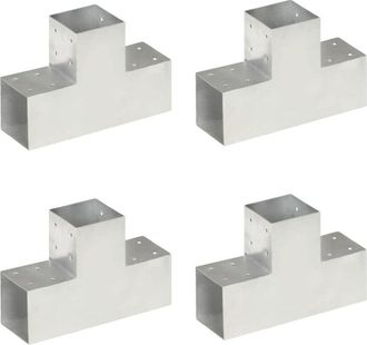 vidaXL Vidaxl - Conectores De Postes En T 4 Uds Metal Galvanizado 101x101 Mm