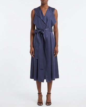 Victoria Beckham Abito midi a portafoglio in raso con rouches