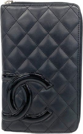 Chanel Black Leather Long Wallet (Bi-Fold) (Pre-Owned)