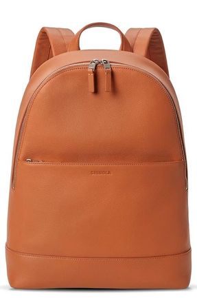 Shinola Canfield Pebble Leather Backpack in Rust at Nordstrom