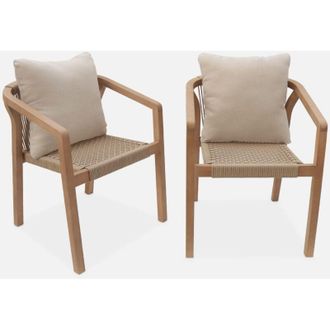 Sweeek Set 2 sedie impilabili in legno e corda