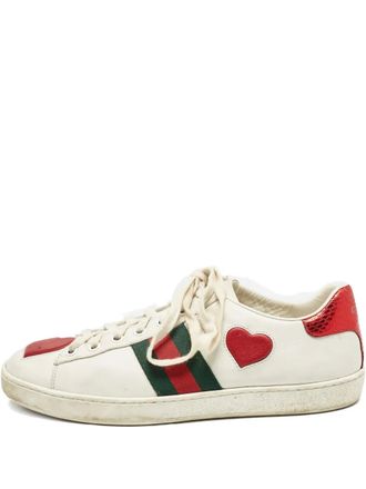 Gucci 2024 web stripe sneakers - women - Calf Leather/Rubber/Calf Leather - 38 - White