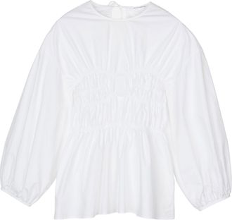 Cecilie Bahnsen Peplum Cotton Top with Iconic Puff Sleeves