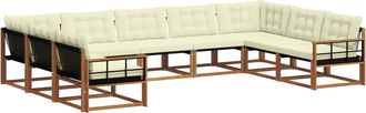 vidaXL Conjunto De Sof&aacute;s De Exterior 9 Uds. Natural Y Crema Vidaxl