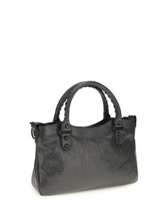Balenciaga City First Lambskin Leather Shoulder Bag - Gray